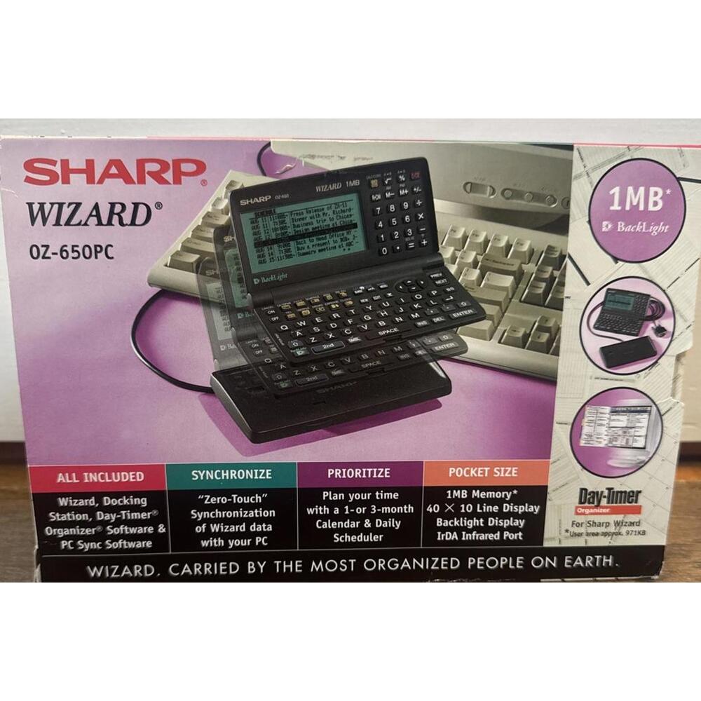 Vintage Sharp Wizard OZ-650‎ Day-Timer Organizer 1MB BackLight